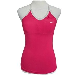 NIKE Hot pink white trim racerback drifit athletic top. Size XS NWT